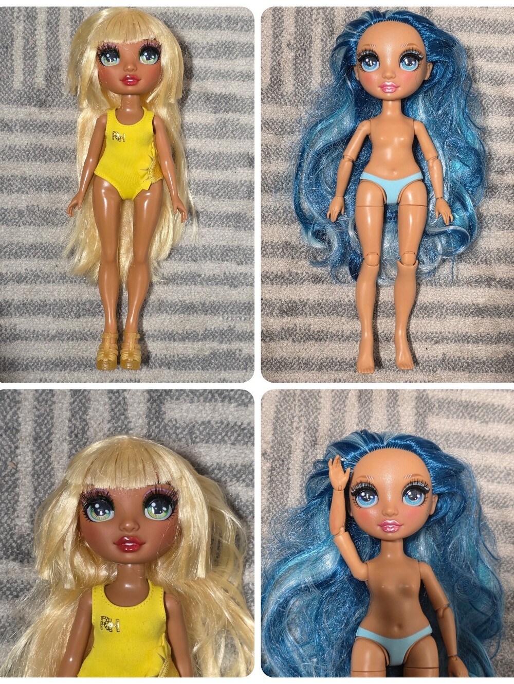 Rainbow High Dolls Lot MGA 2019 Blonde & Blue Hair Fashion Dolls Articulated